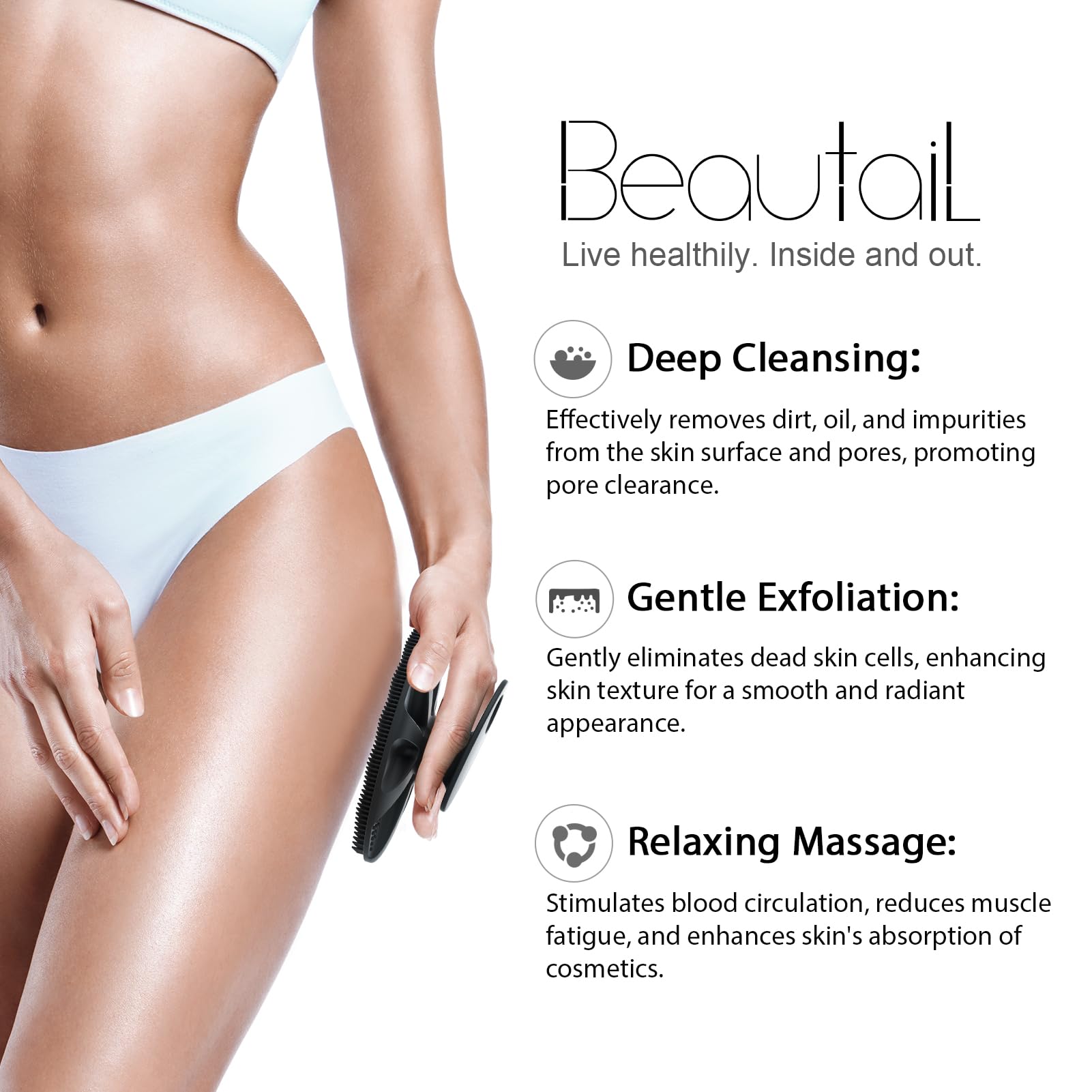 Brins en silicone ultra-doux offrant nettoyage en profondeur sans abrasif.