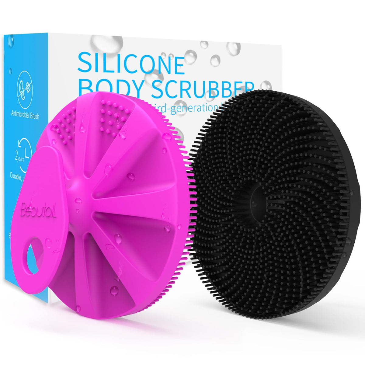 BEAUTAIL brosse-corps en silicone: duo pack pour une douche plus hygiénique et efficace