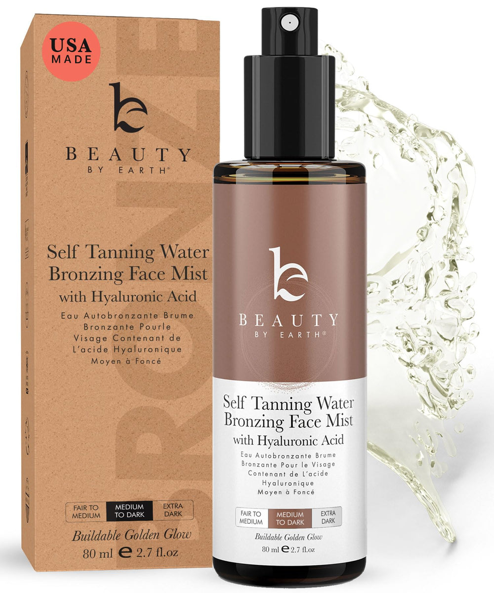 Beauty by Earth bronzage-visage-brume, pulvérisation légère pour teint naturel.