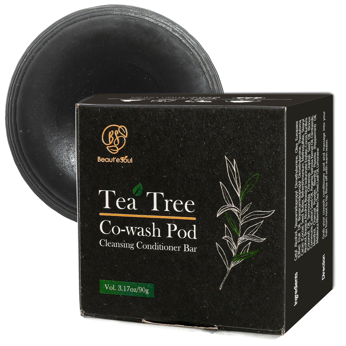 Beaute Seoul Barre nettoyante-conditionnante pour cheveux crépus avec Tea Tree et Charbon purifiant