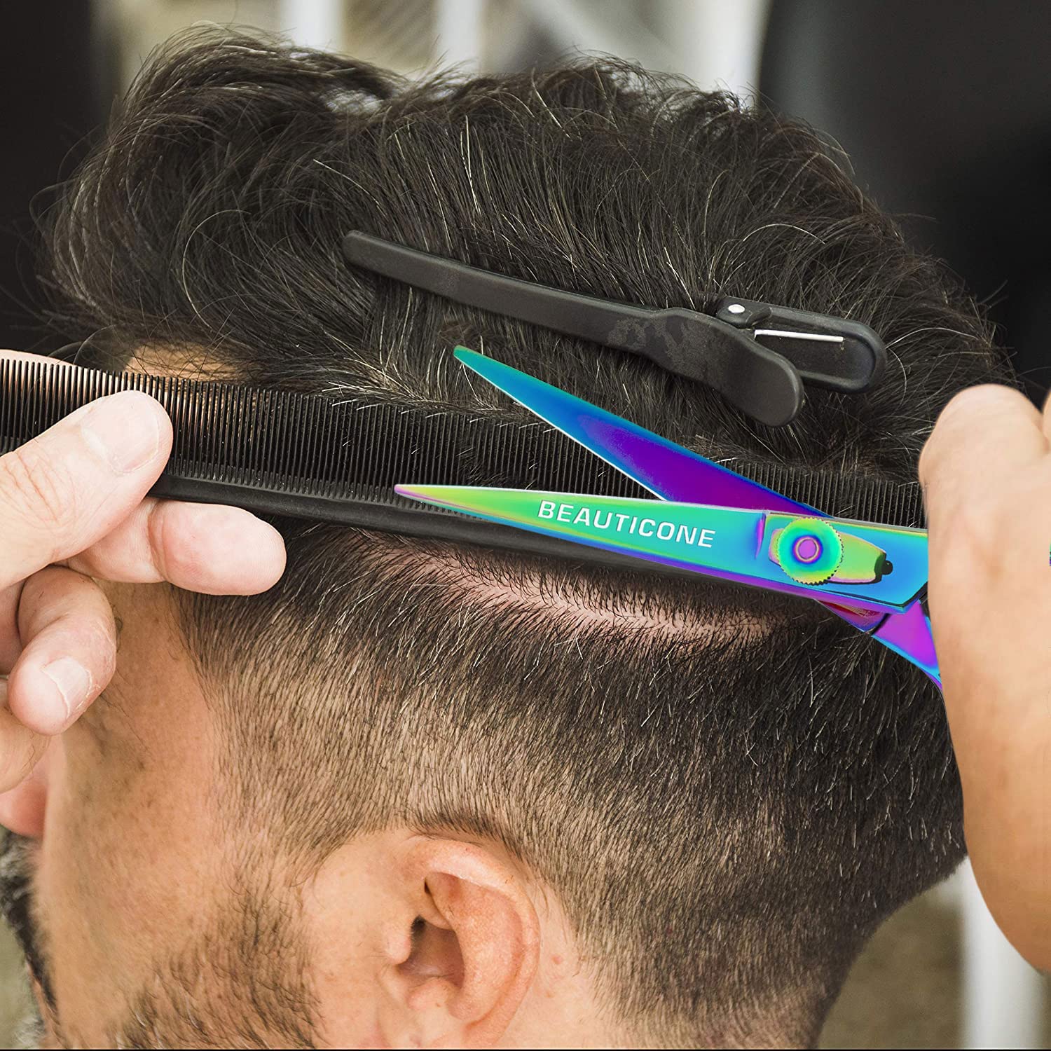 Beauticone ciseaux-coiffure utilisation cheveux mouillés ou secs en douceur.