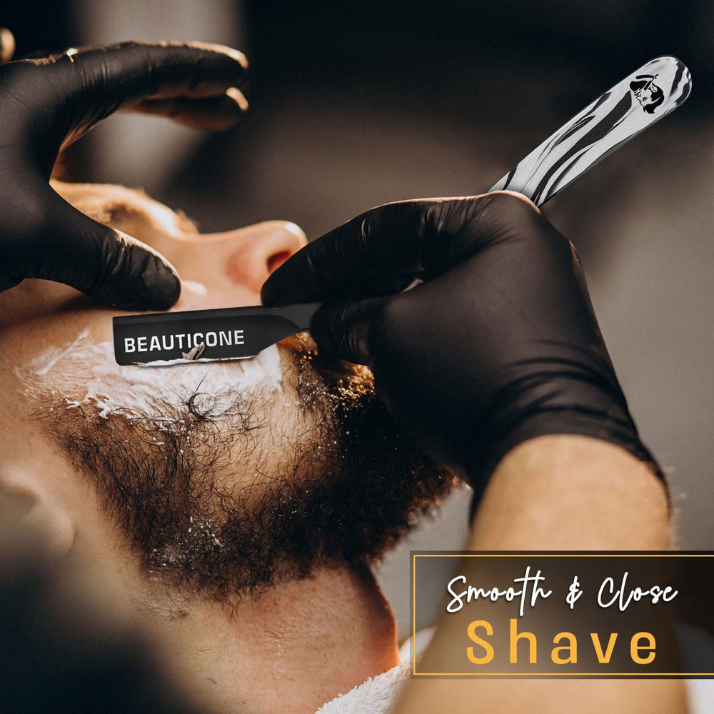 Beauticone rasoir droit finition noire pour un look professionnel.