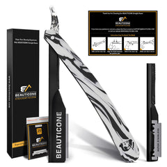 Beauticone rasoir droit professionnel avec kit de lames remplaçables pour salons.