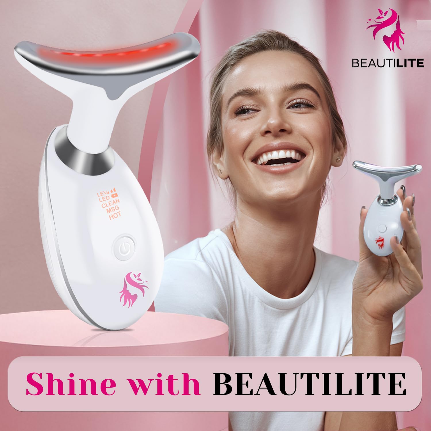 Beautilite LED sept-en-un visage, solution polyvalente pour soins à domicile.