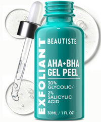 Beautiste solution peeling bouteille: texture nette et peau prête à briller.