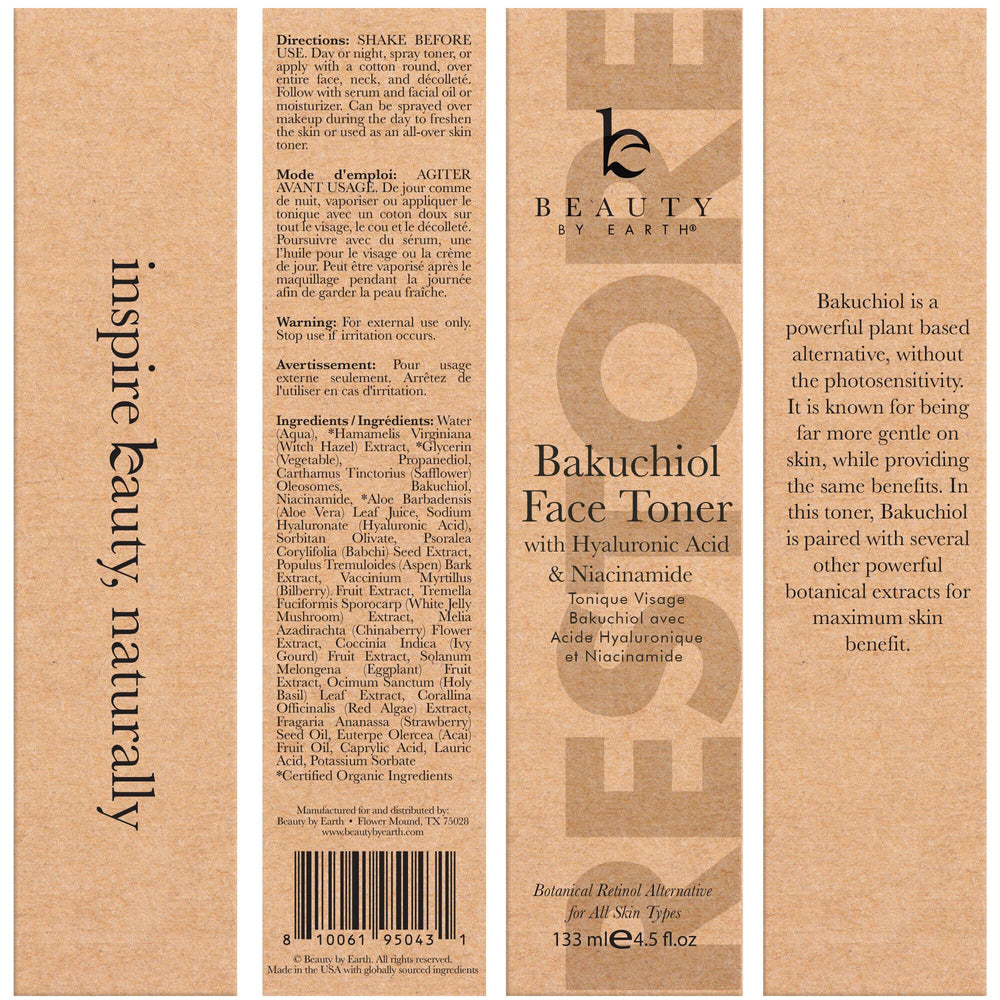 Beauty by Earth Toner Bakuchiol : peau mature et prévention douce des signes.