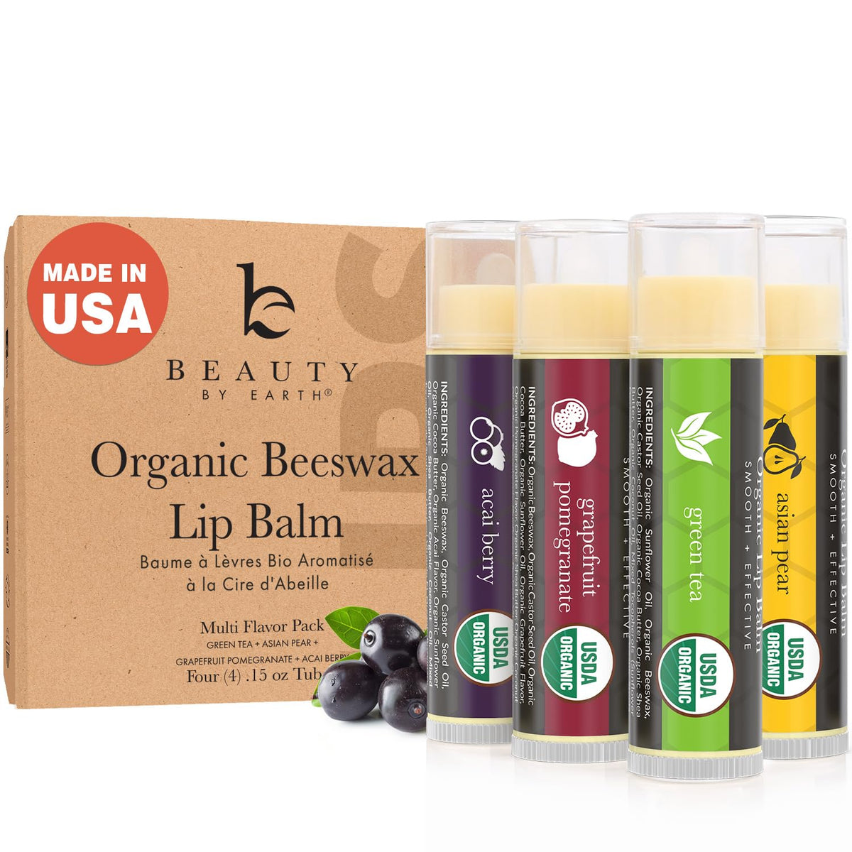 Baume Lèvres Beauty by Earth, visuel baume-levres-bio-usda, hydratation douce au quotidien.