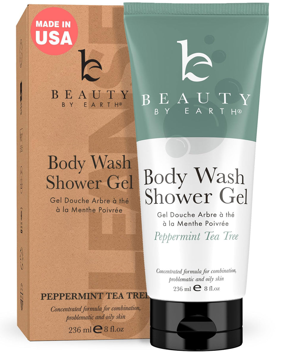Beauty by Earth – Bouteille gel douche menthe et arbre a the, hydratation légère
