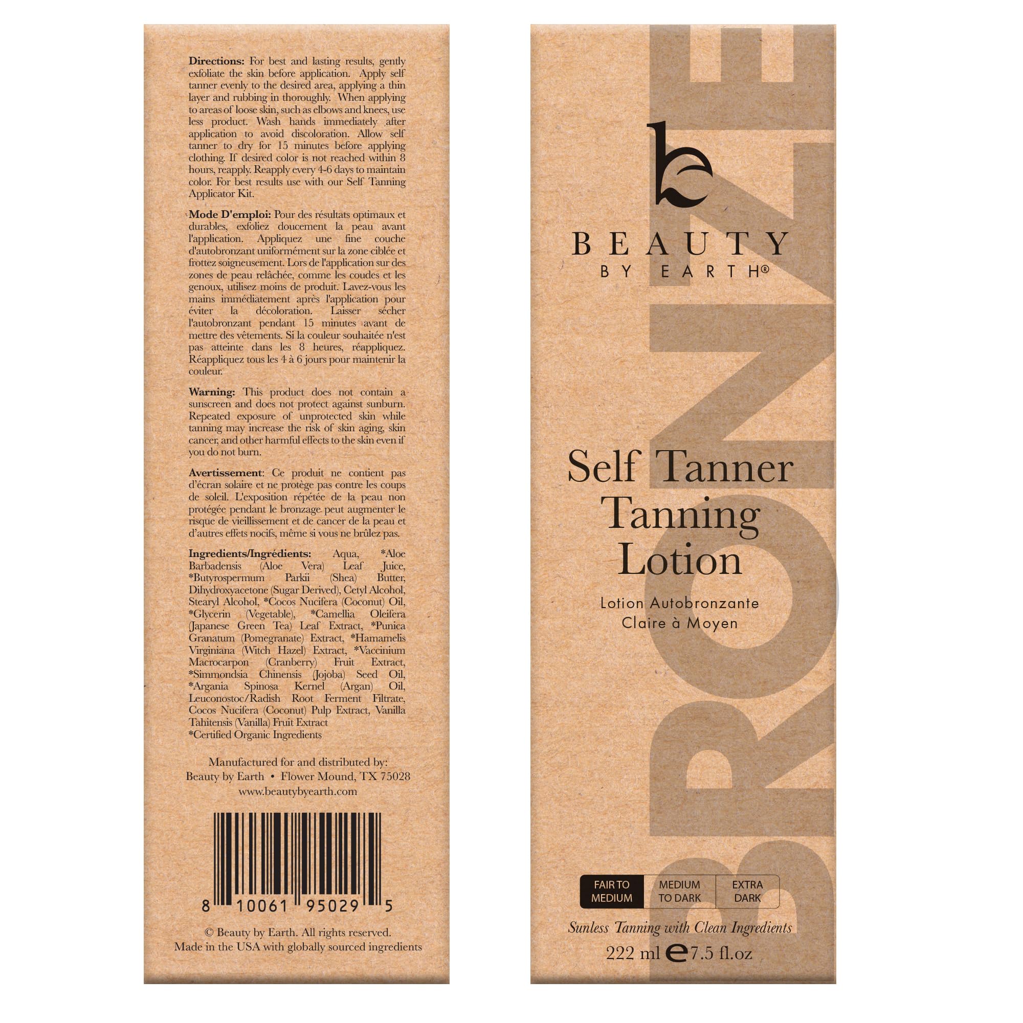 Beauty by Earth bronzage naturel et progressif sans traces.