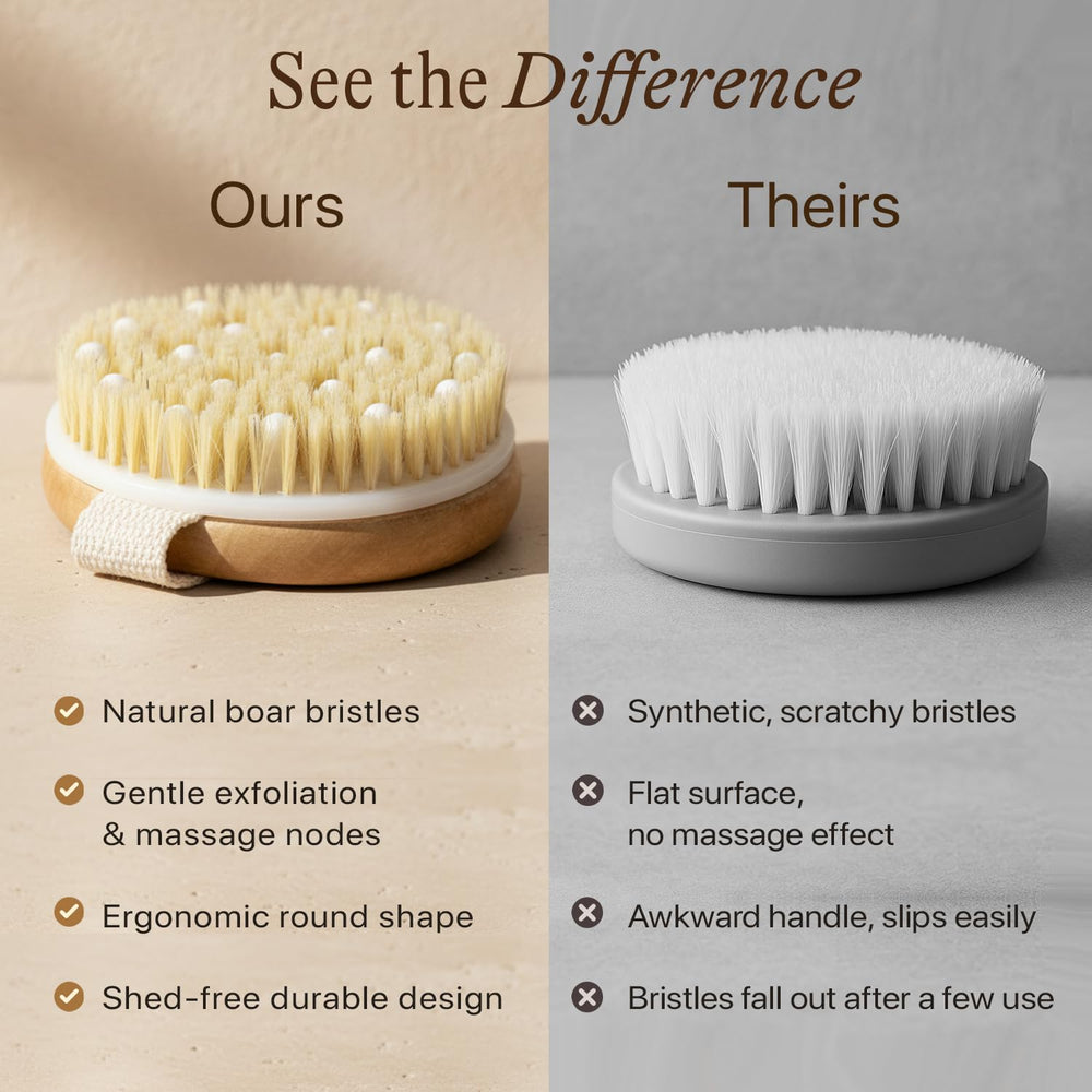 Brosse Beauty by Earth : poils naturels de sanglier pour exfolier efficacement.