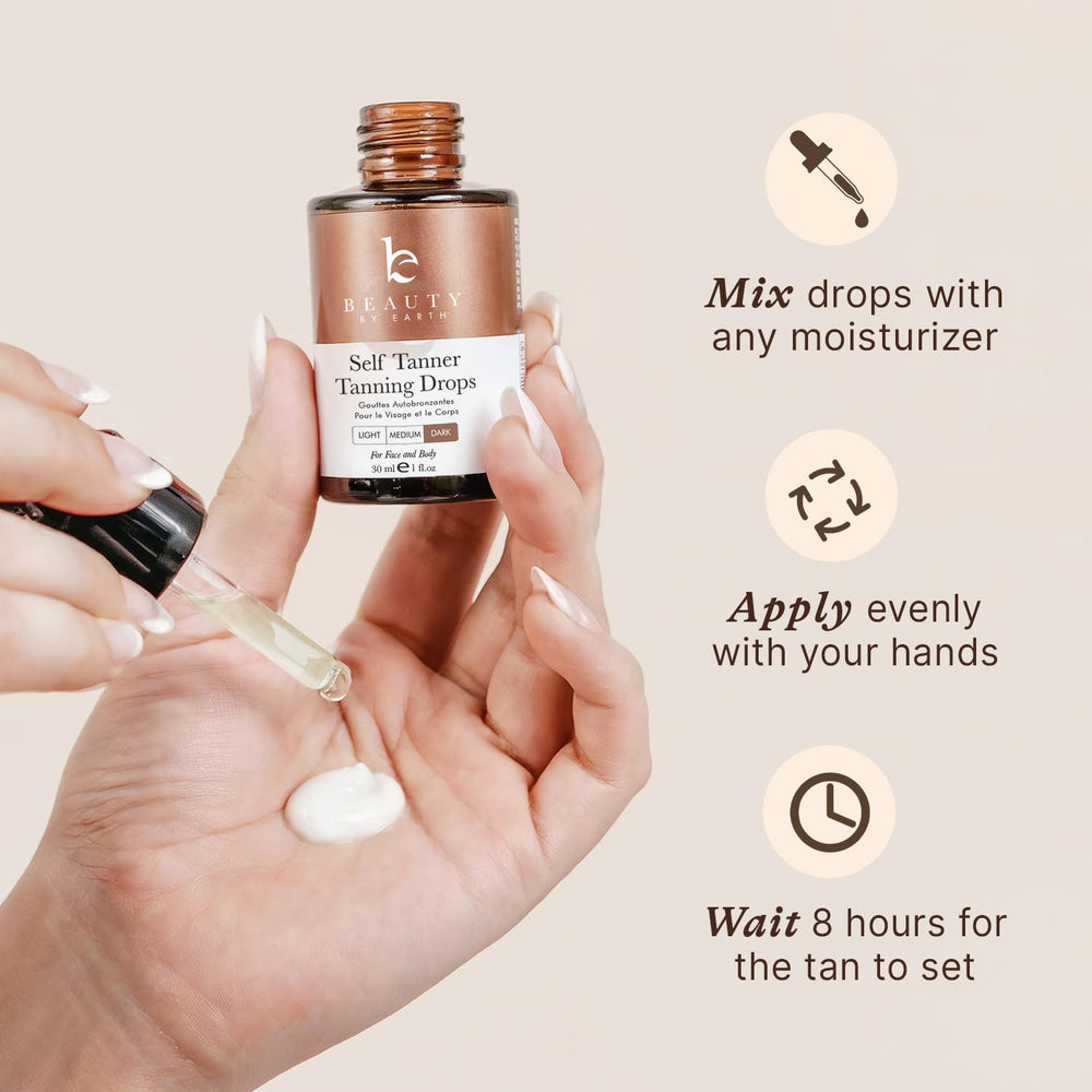 Beauty by Earth format voyage pratique pour transporter auto-bronzant visage.