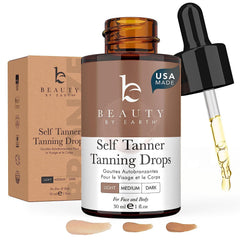 Beauty by Earth gouttes auto-bronzage visage flacon pour teint naturel et lumineux.