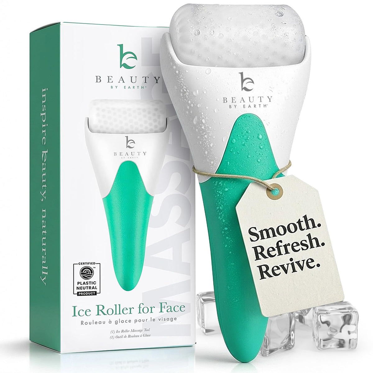Beauty by Earth Ice Roller pour le visage, rafraîchit et lisse la peau.
