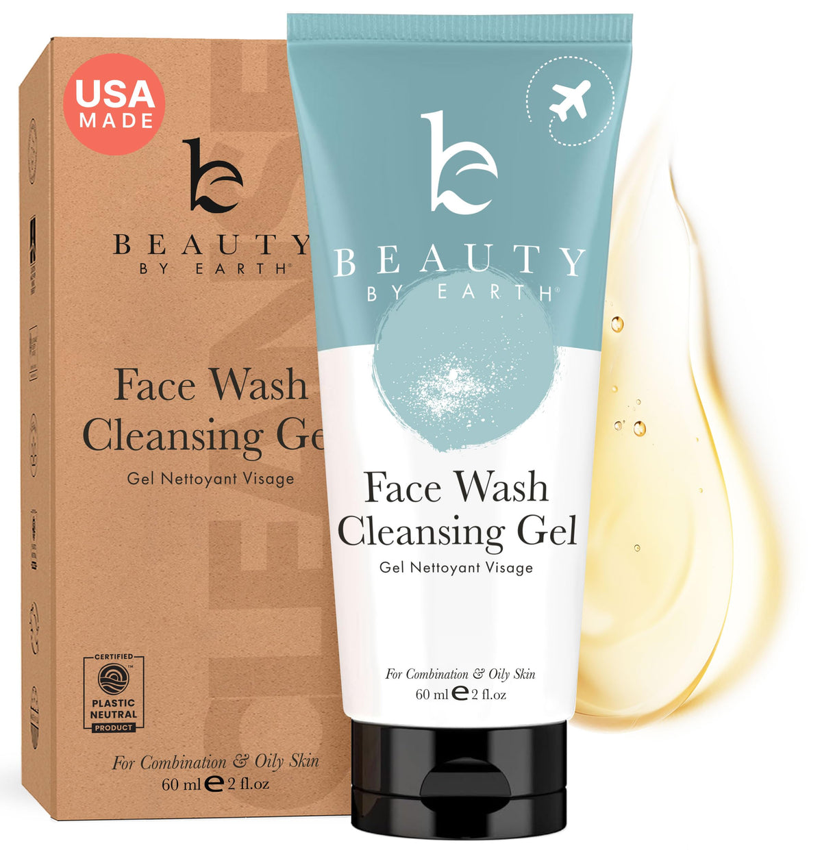 Beauty by Earth nettoyage doux du visage avec une bouteille voyage pratique et purifie la peau