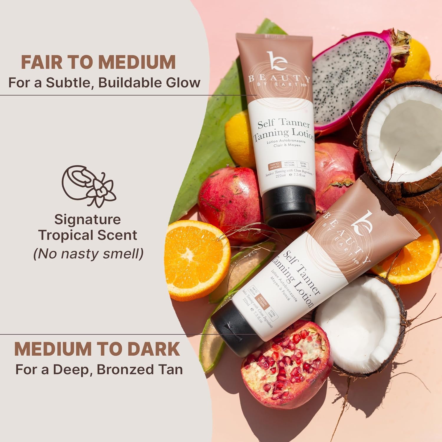 Beauty by Earth lotion autobronzante sans transfert sur vêtements.