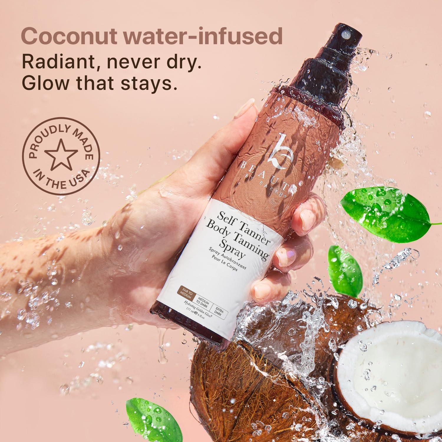 Beauty by Earth Spray sans colorant ni toxines, formulation végane et propre.