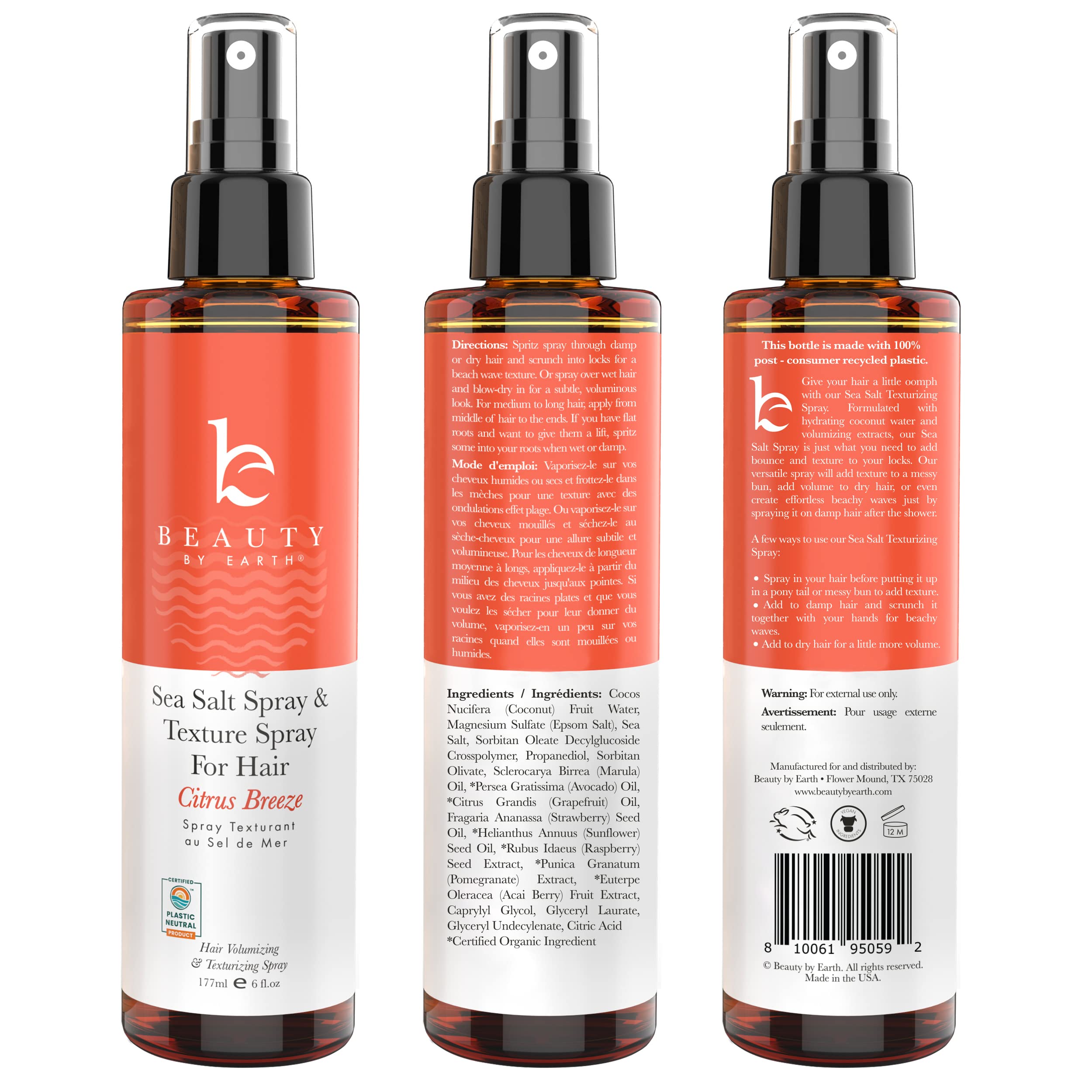 Beauty by Earth Sea Salt Spray on hair for added texture