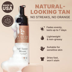 Beauty by Earth Self Tanner Mousse - séchage rapide évite les traces sur vêtements.