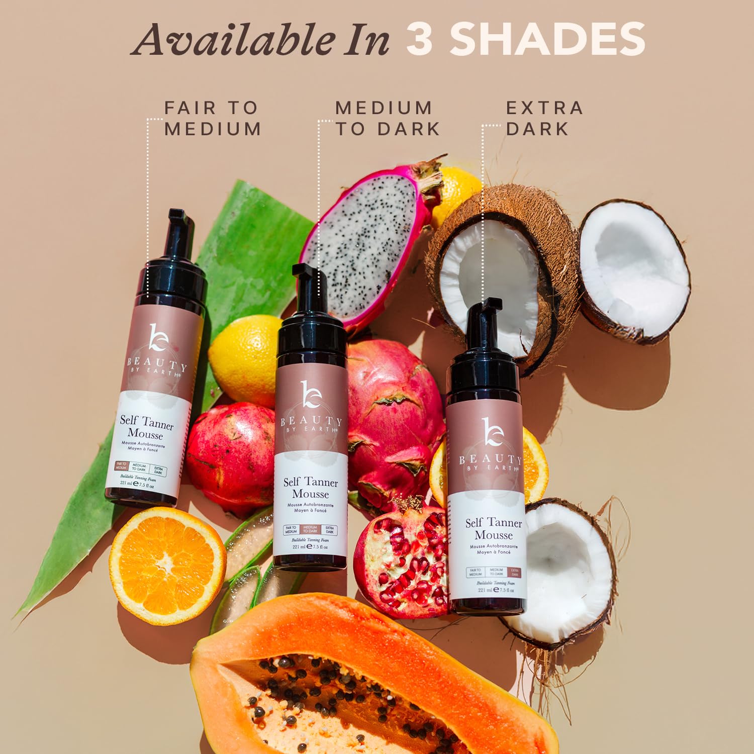 Beauty by Earth Self Tanner Mousse: teinte foncée adaptée à tous les tons