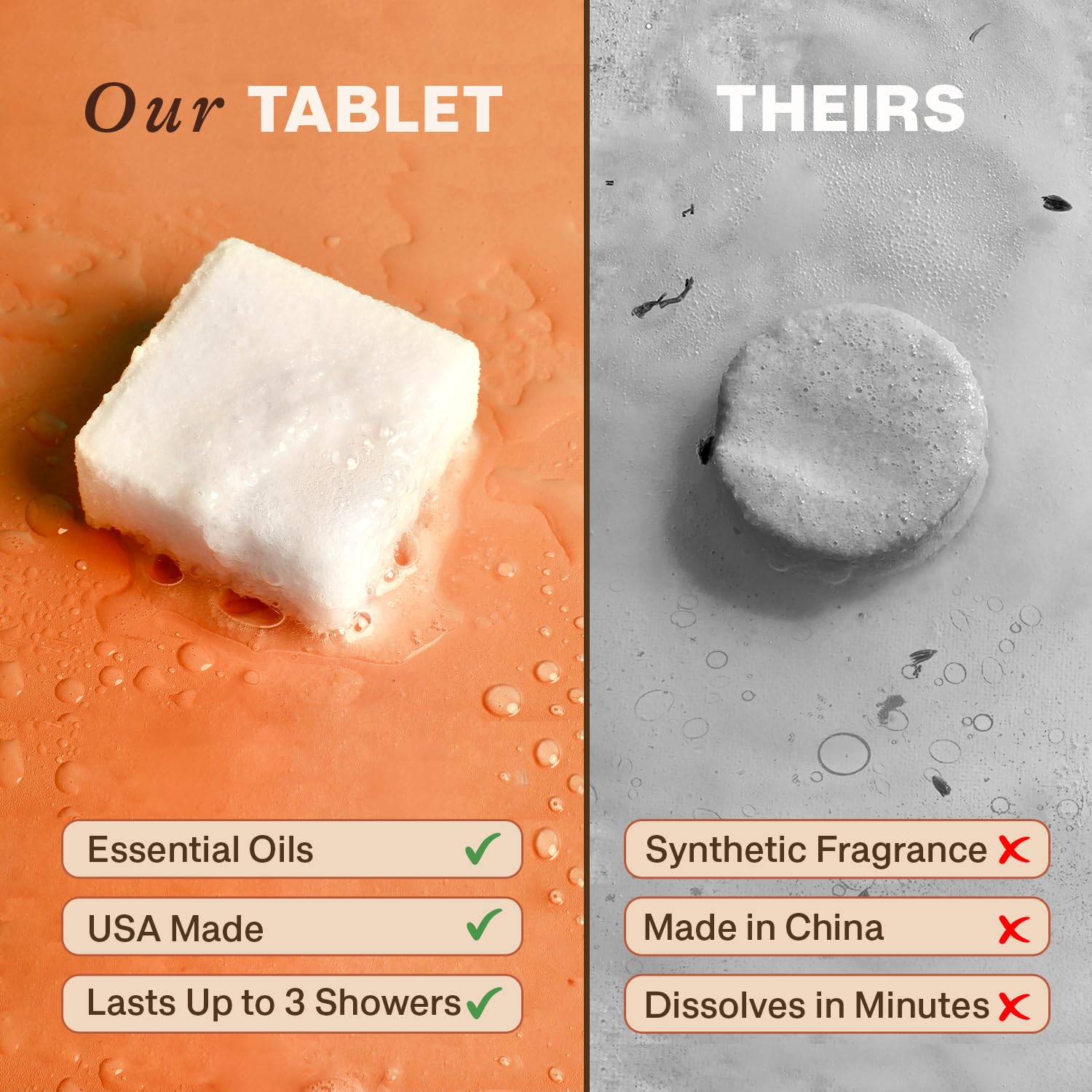 Beauty by Earth – tablette douche aromathérapie, orange et sapin, usage simple.