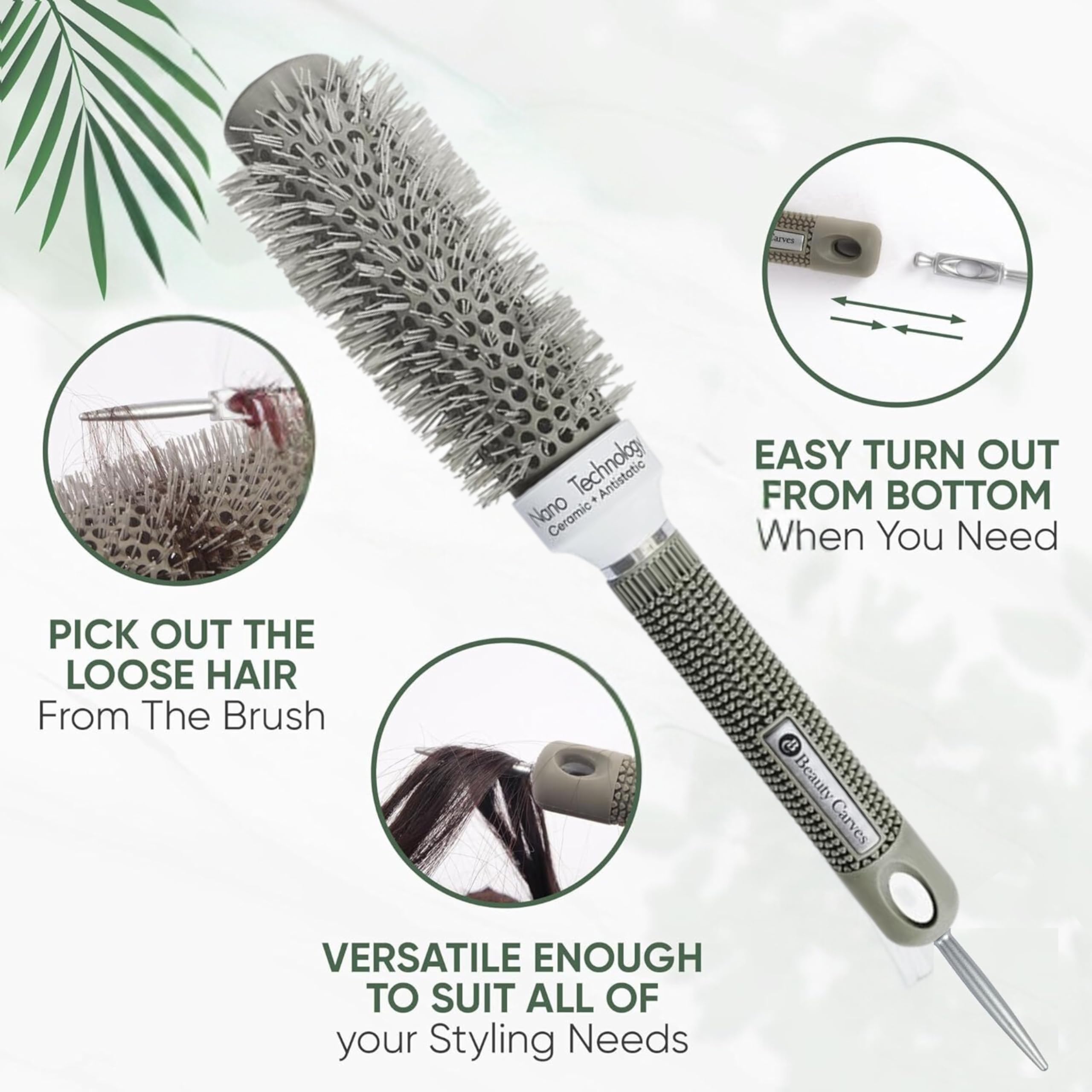 Beauty Carves brosse rond anti statique pour réduire les frisottis