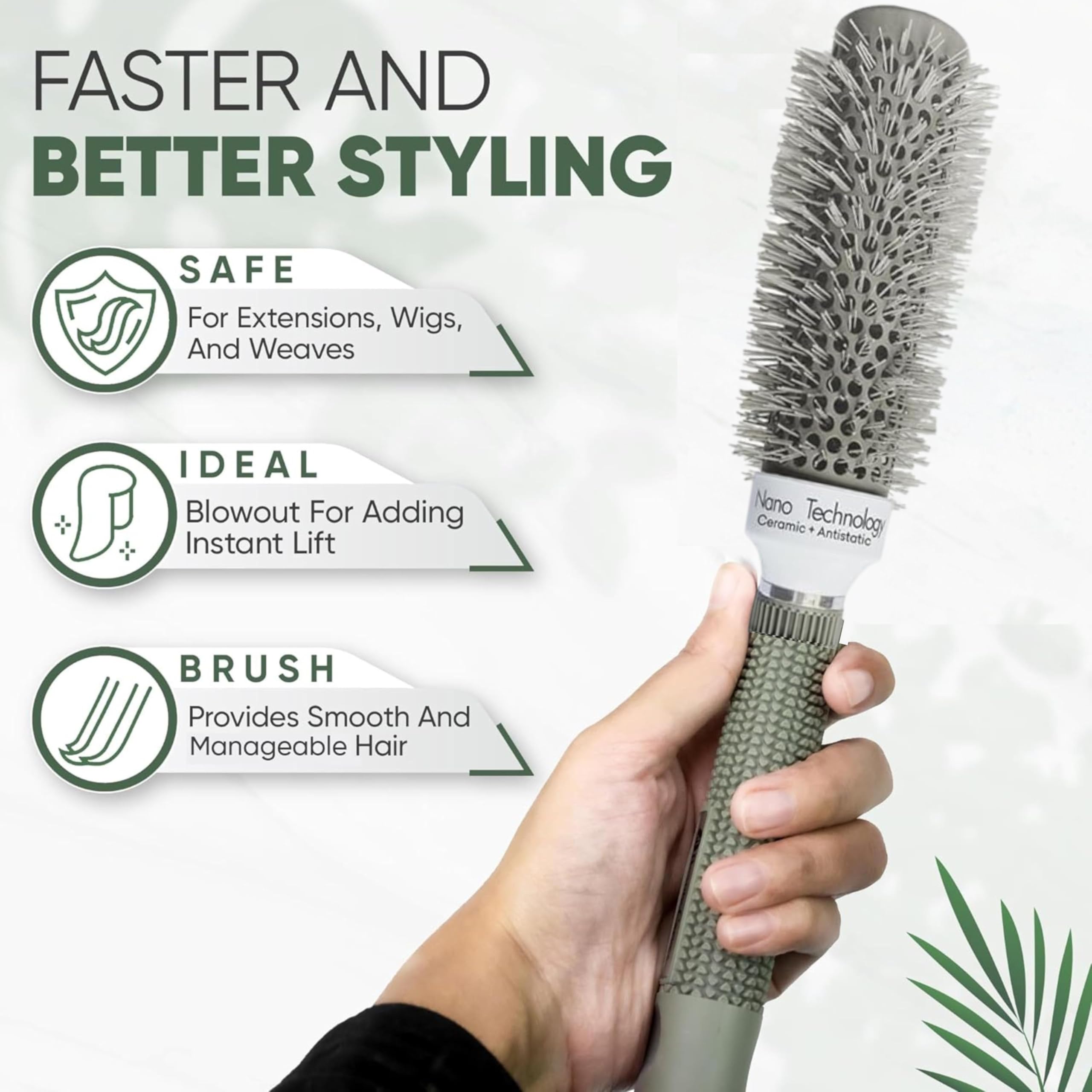 Beauty Carves brosse rond nylon 66 pour brushing fluide et sûr