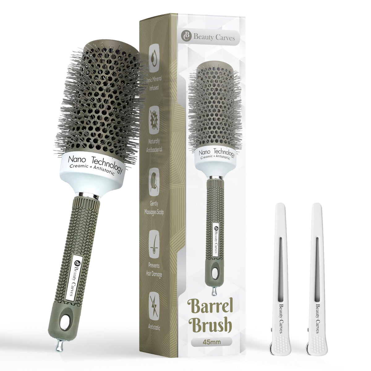 Brosse Beauty Carves 45 mm prête pour un coiffage précis et volumisant.