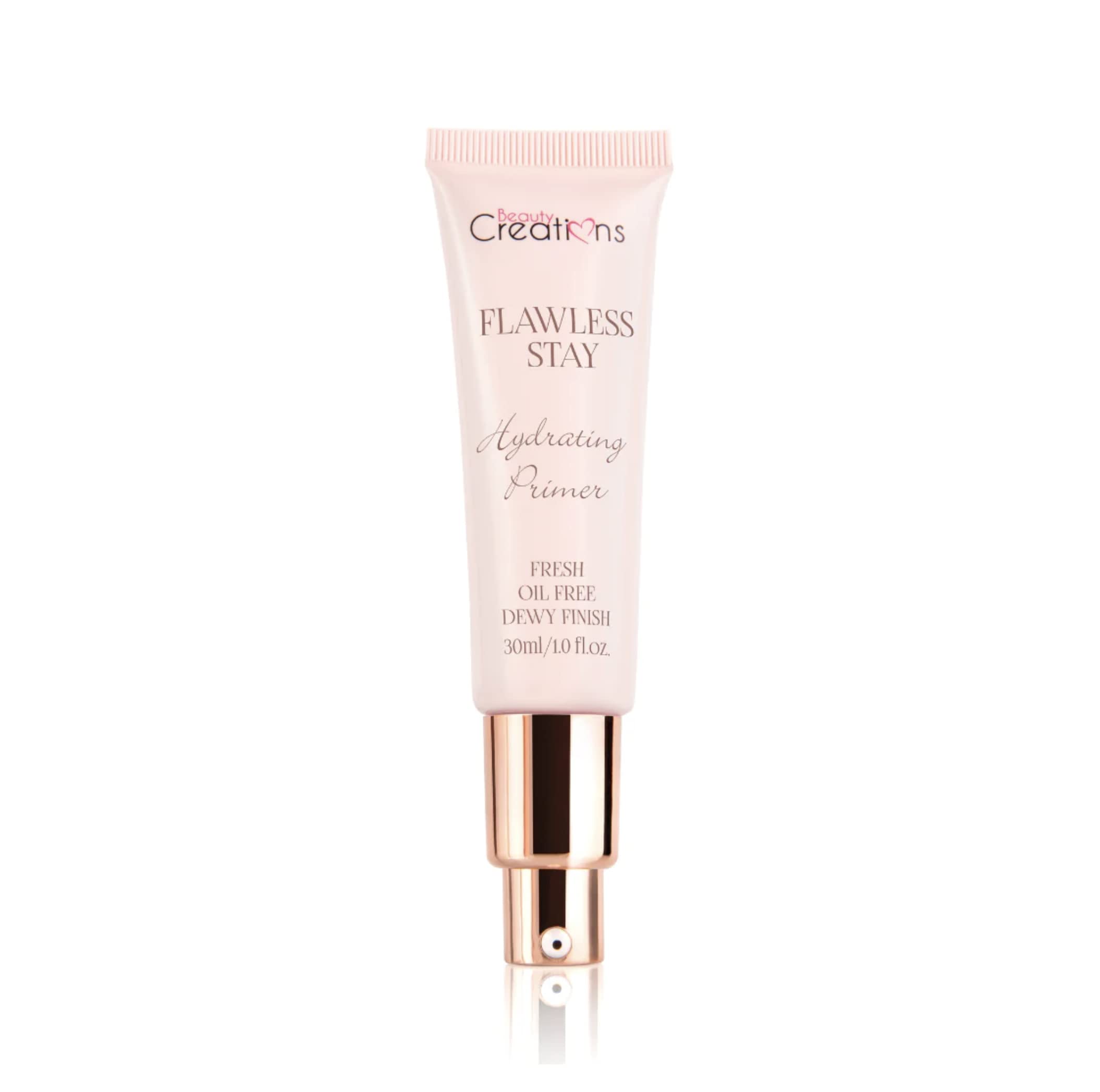 Base hydratante Flawless Stay par Beauty Creations: bouteille prête à hydrater et lisser le teint.