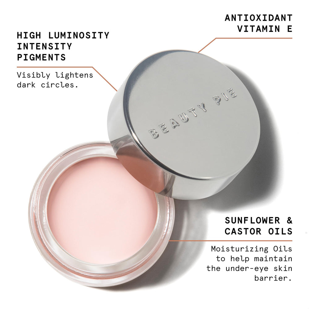 Beauty Pie Correcteur-oeil-teinte-peche corrige légèrement les nuances.