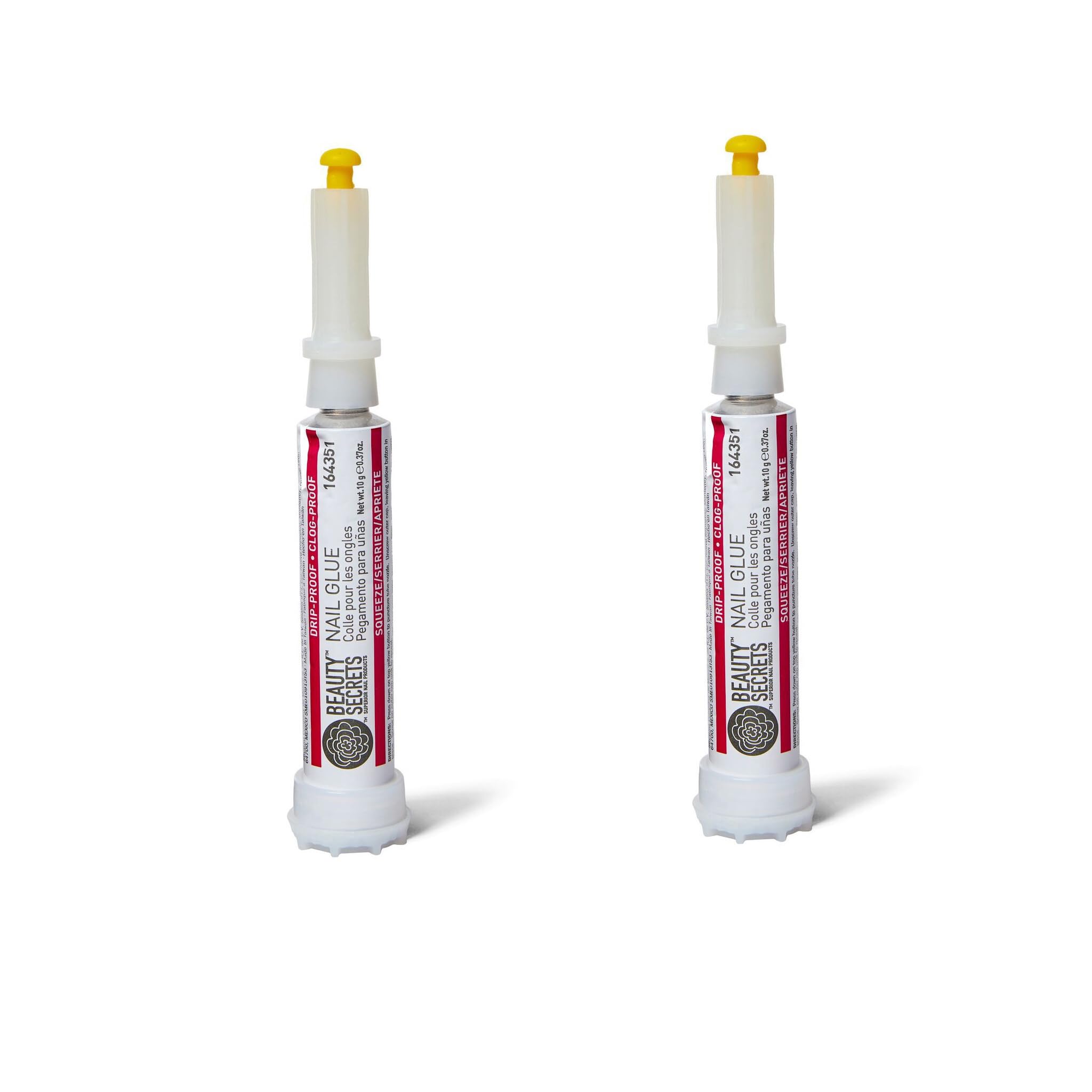 Beauty Secrets Drip et Clog Proof, colle à ongles en bouteille anti-goutte pour une pose nette.