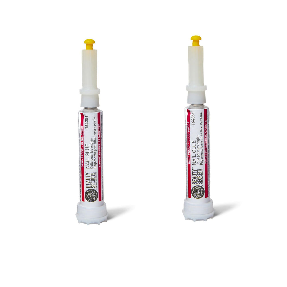 Beauty Secrets Drip et Clog Proof, colle à ongles en bouteille anti-goutte pour une pose nette.
