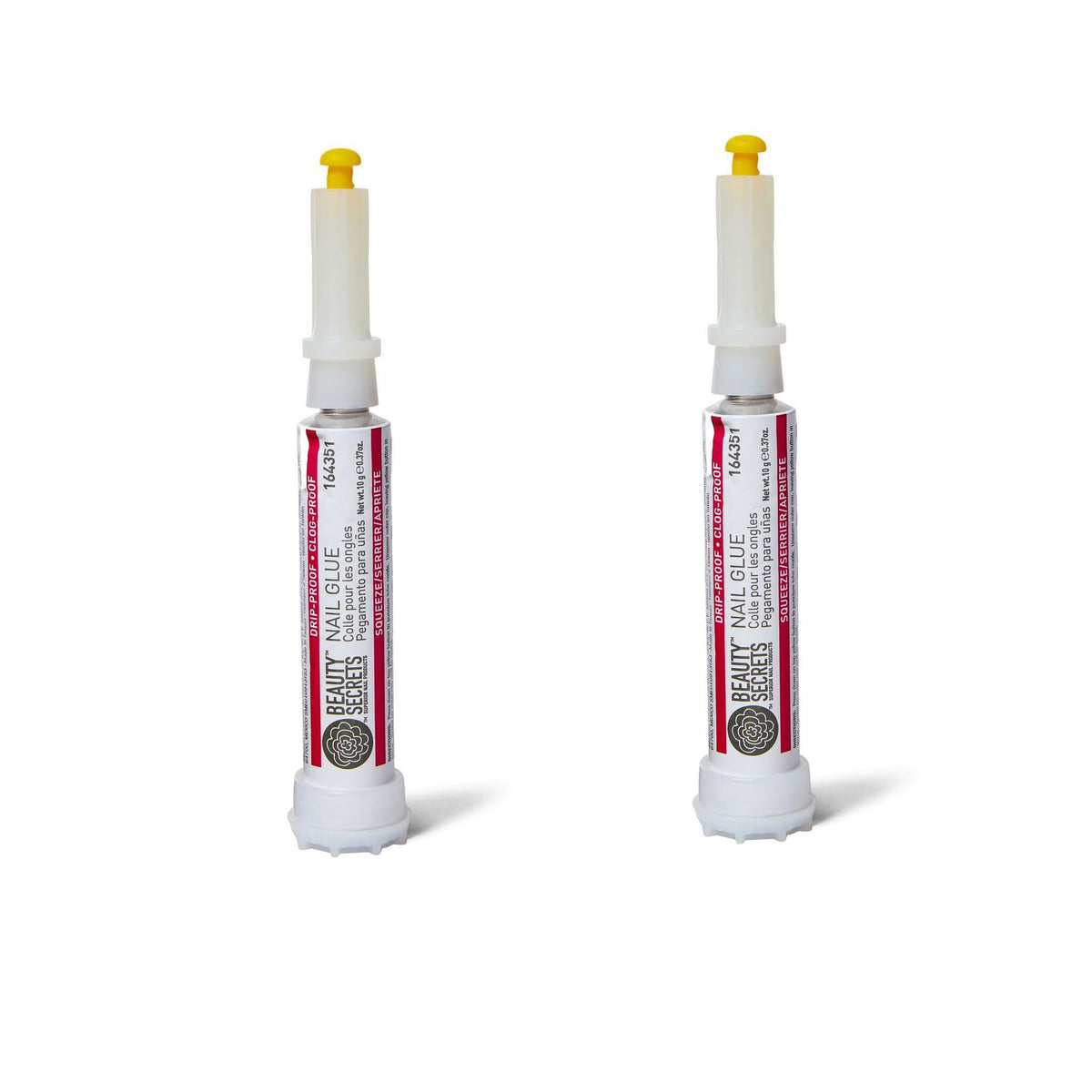 Beauty Secrets Drip et Clog Proof, colle à ongles en bouteille anti-goutte pour une pose nette.