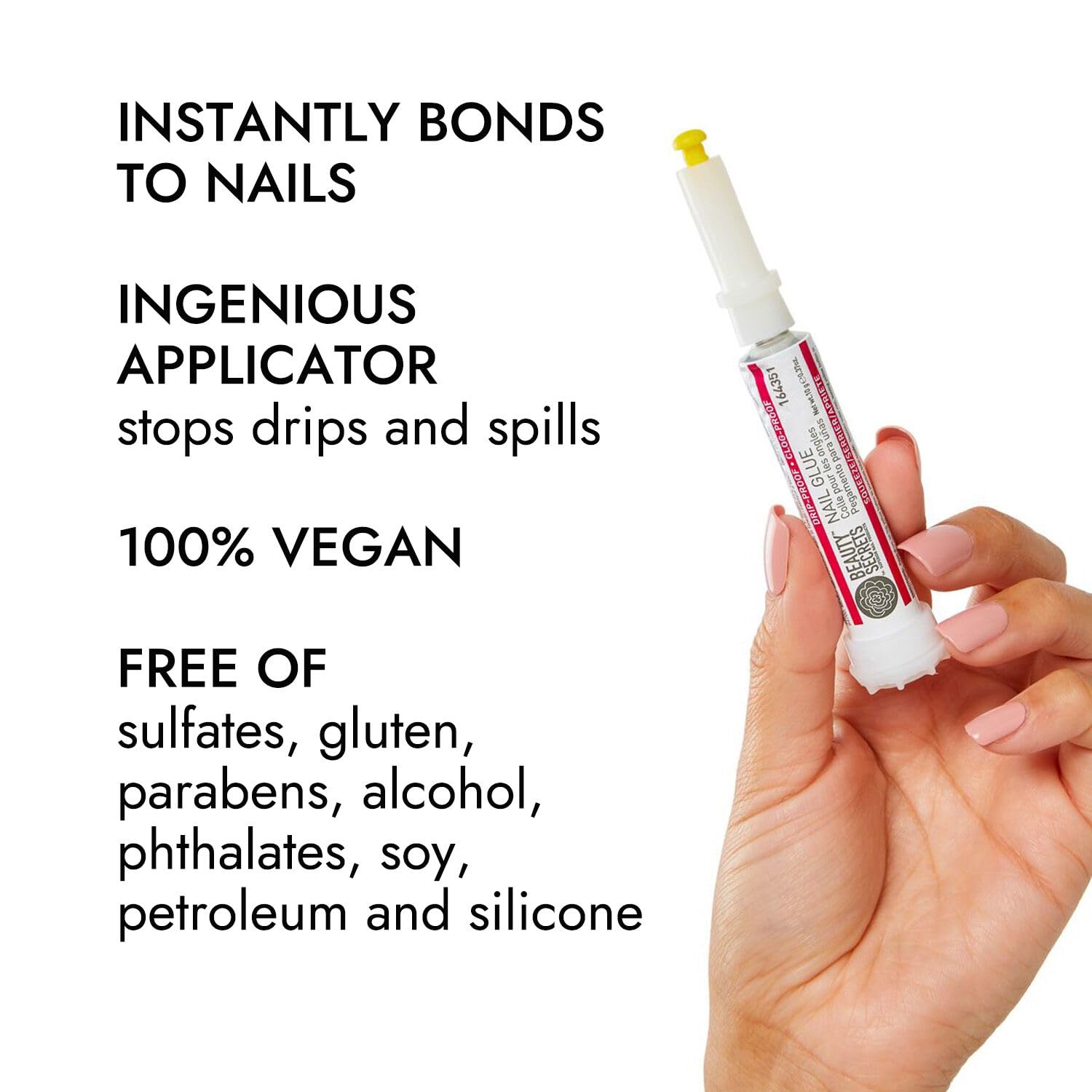 BEAUTY SECRETS Utilisation polyvalente sur ongles artificiels et naturels.