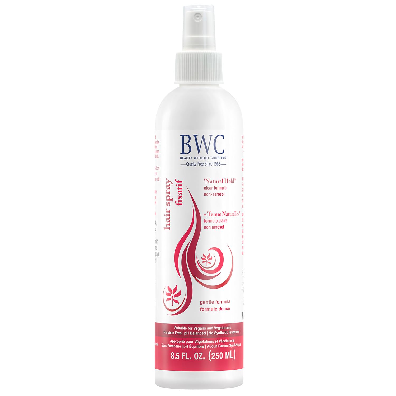 Beauty Without Cruelty Hair Spray Natural Hold – flacon compact, brume légère et tenue naturelle.