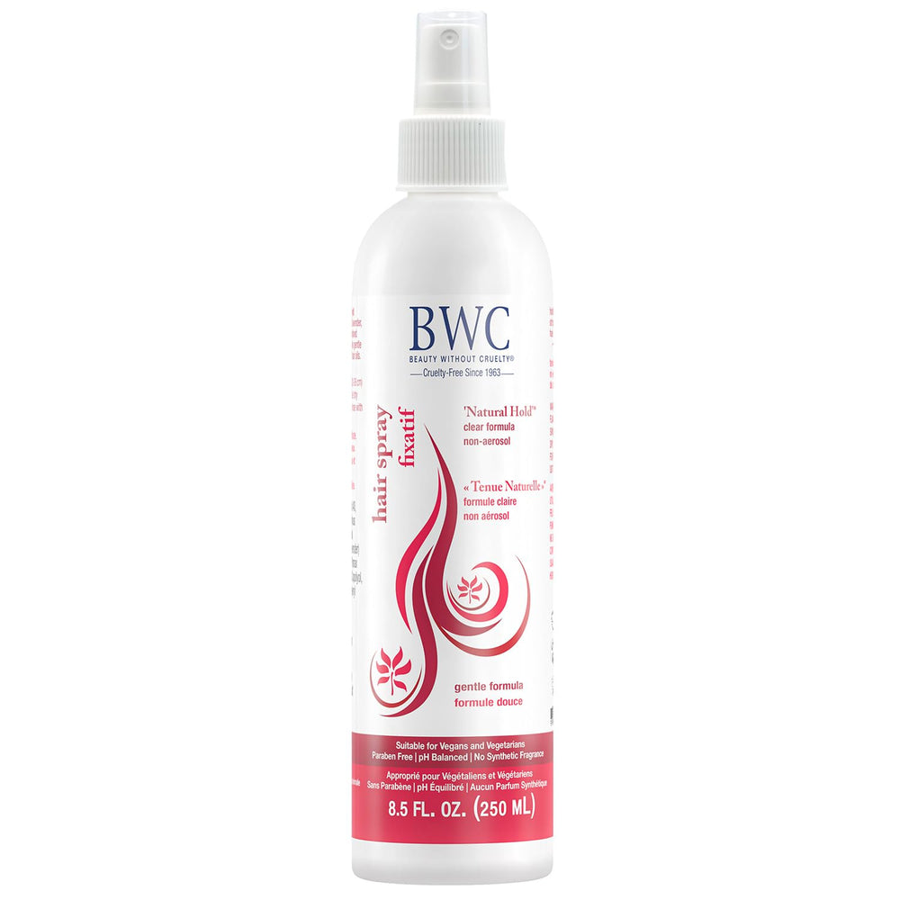 Beauty Without Cruelty Hair Spray Natural Hold – flacon compact, brume légère et tenue naturelle.