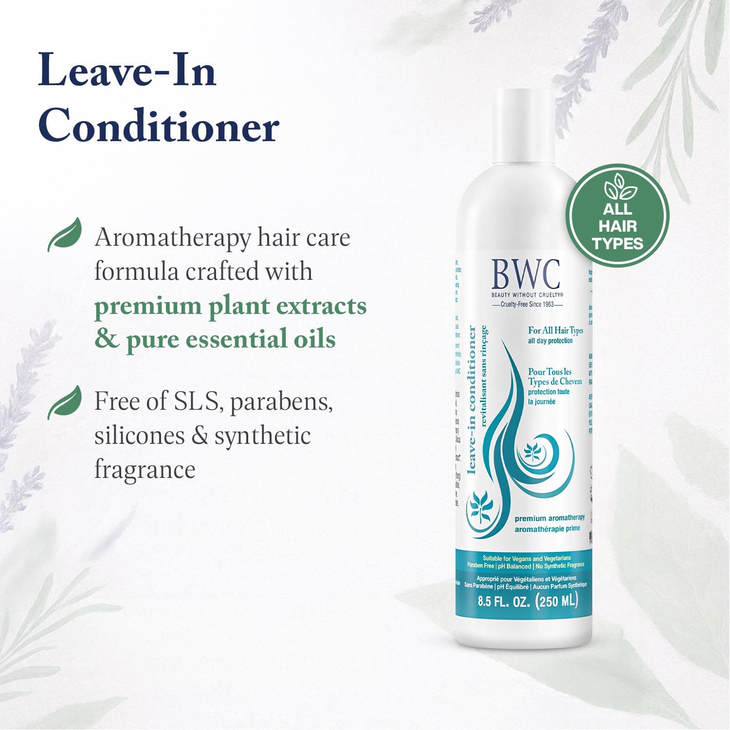 Beauté Sans Cruauté après-shampooing — application mains, massage rapide sur les longueurs.