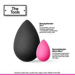 Beautyblender sur éponge humide offre finition fluide et peau lisse.