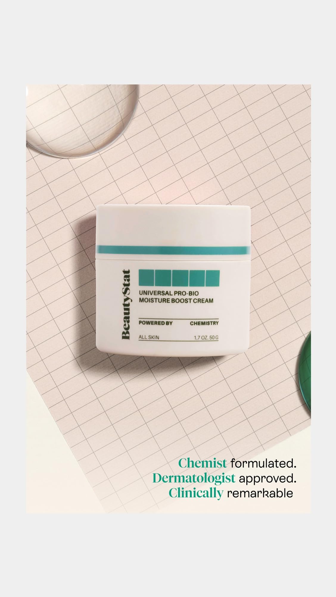 BeautyStat Moisture-Boost Crème texture légère — sensation soyeuse et hydratante.