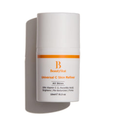 BeautyStat Universal C Skin Refiner: bouteille avec pompe pour une application précise et efficace.
