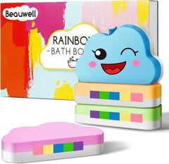 Beauwell bombes bain arc-en-ciel pour enfants, coffret 4 pièces, éveillent l'imagination.