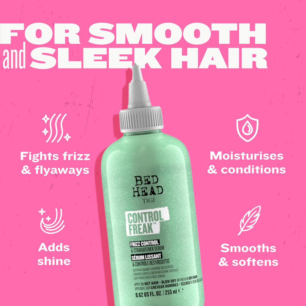 Bed Head Control Freak sur cheveux humides: démêlage facilité et lissage doux.