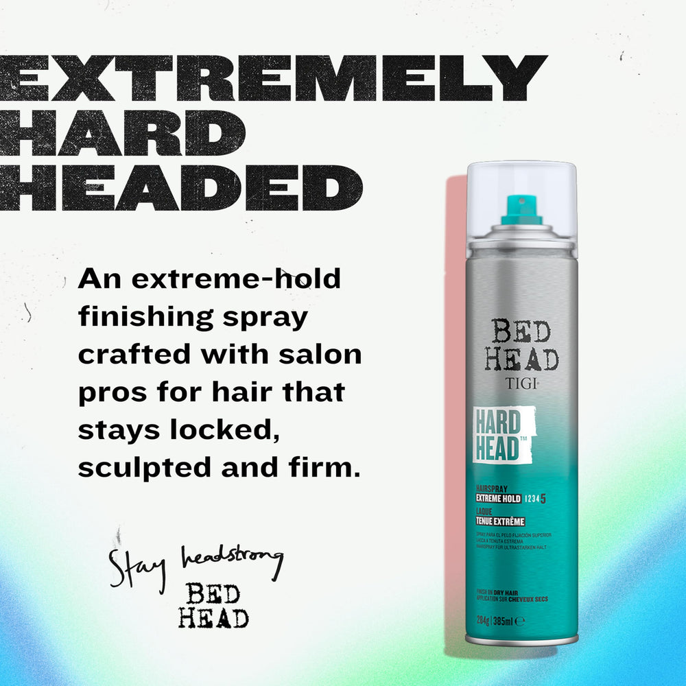 Bed Head Hard Head Spray apporte une brillance naturelle et durable.