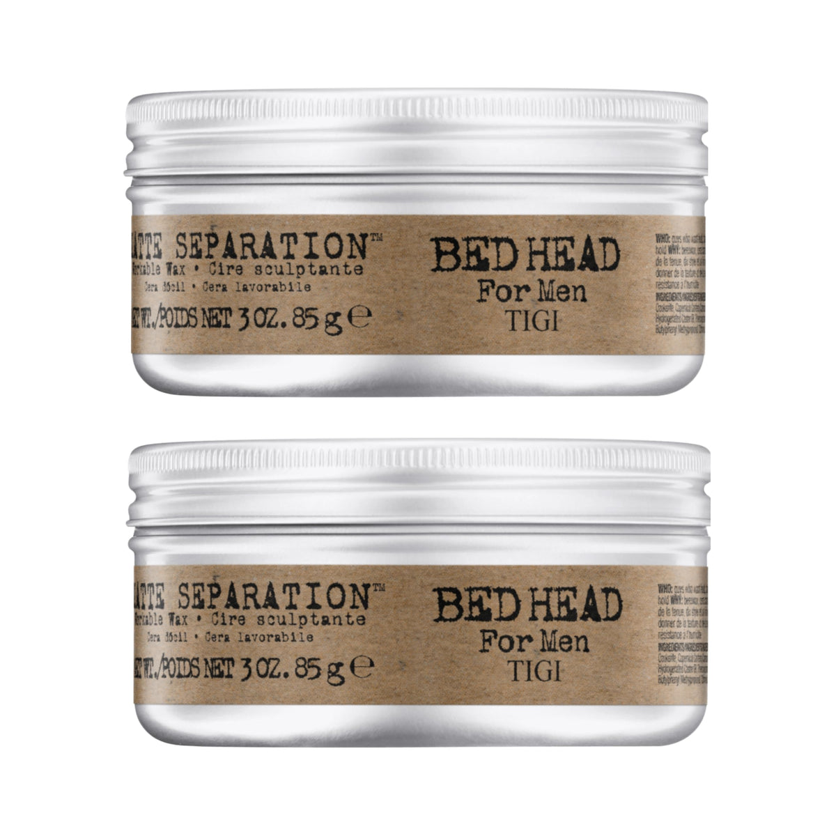 Bed Head Homme Cire Matte Séparation Paquet 2 Pack, tenue modulable tout au long de la journée.