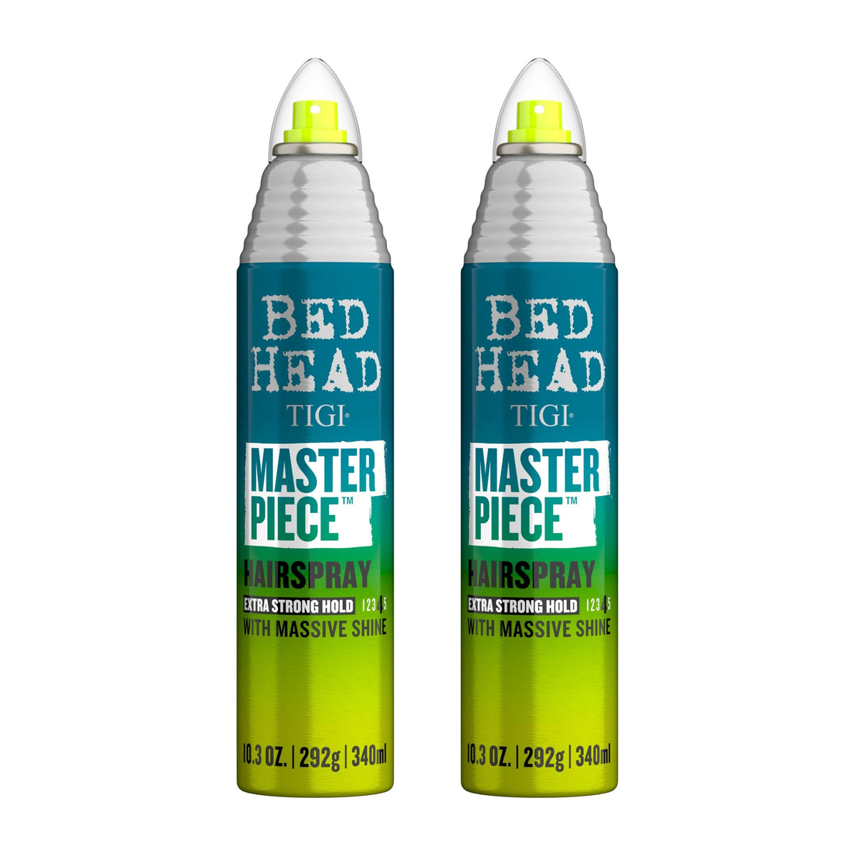 Bed Head Masterpiece : flacon spray pour tenue durable et brillance spectaculaire.