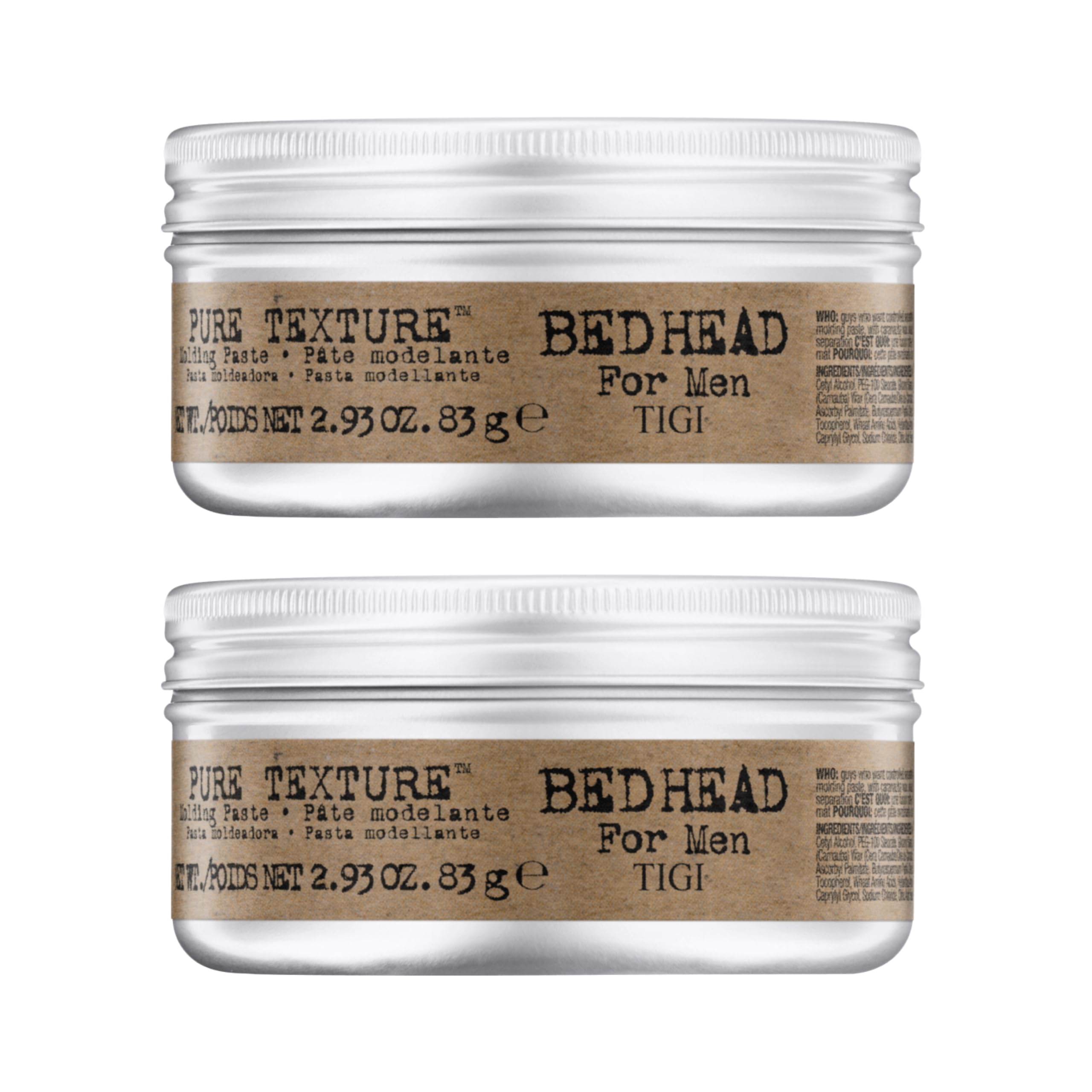 Bed Head Pâte Texture Homme avant-styling montre le contrôle de texture pour un look naturel