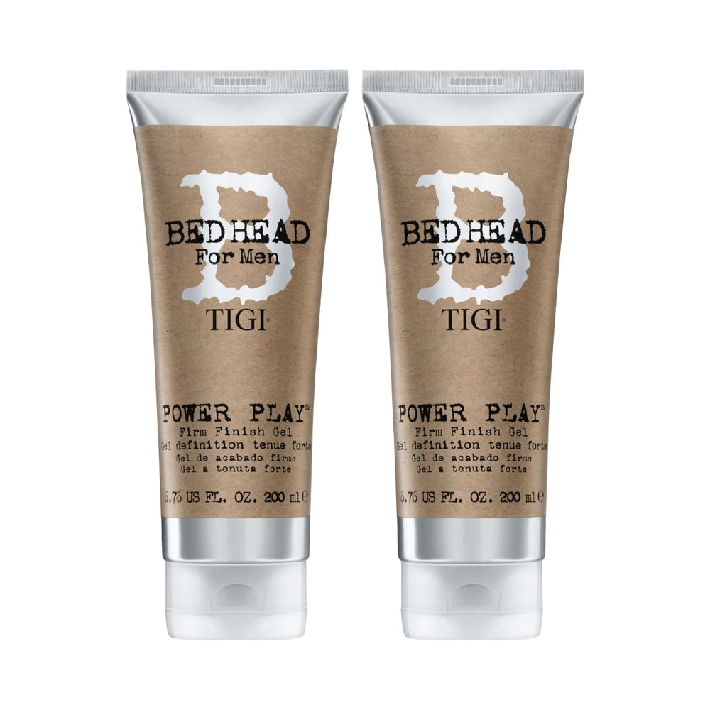 Bed Head Power Play Gel pour hommes, bouteille, maintien ferme et brillance durable.