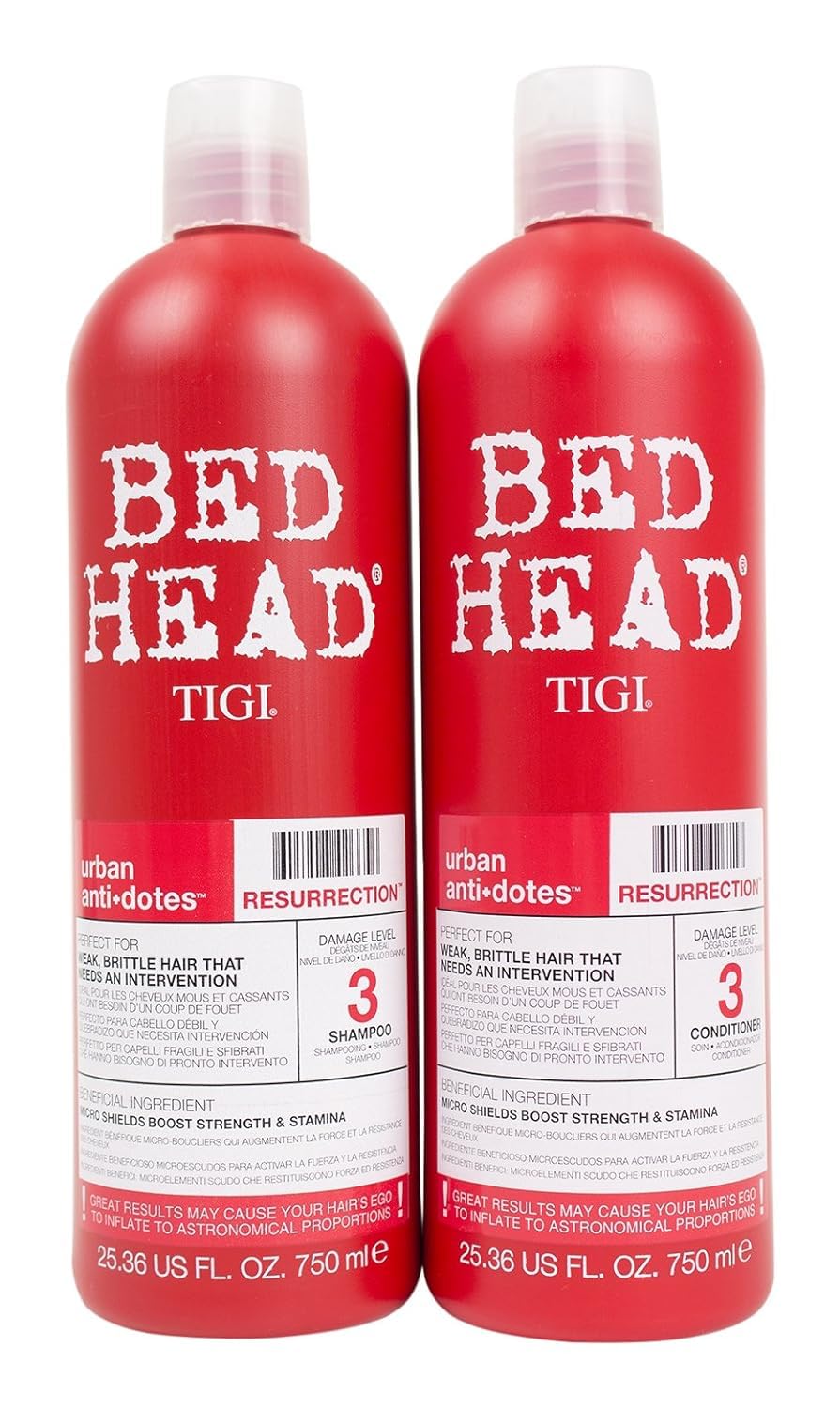 Bed Head Resurrection Conditionneur flacon : soin intensif pour cheveux endommagés et douceur retrouvée.