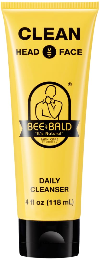 Bee Bald CLEAN: bouteille élégante avec étiquette nette, parfait pour une routine quotidienne.