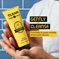 Bee Bald CLEAN: texture légère prête à nettoyer visage et cuir chevelu en douceur.
