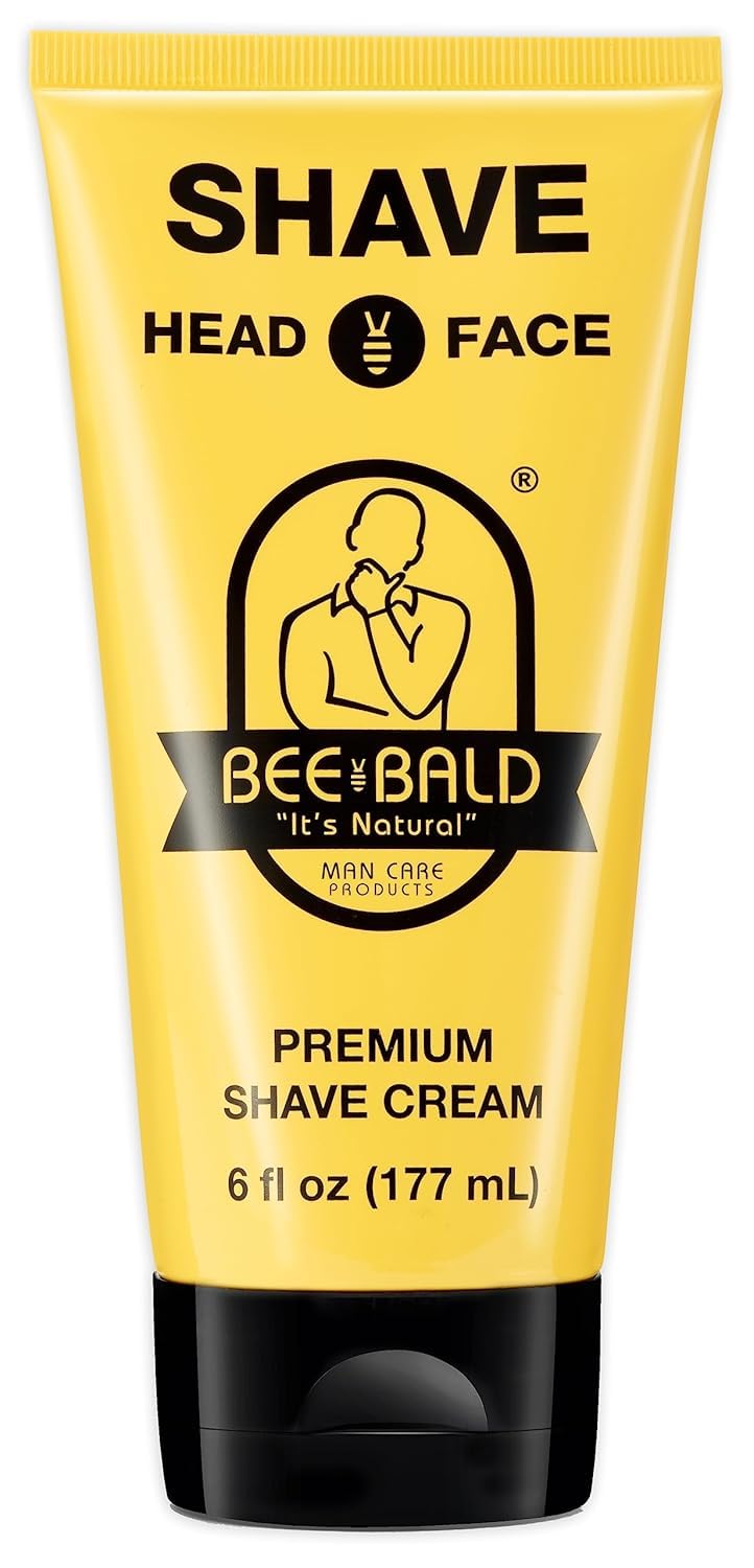 Bee Bald Crème Rasage – bouteille, texture légère prête pour rasage rapide